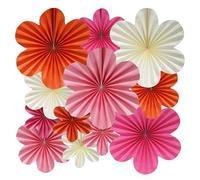 BestoFun 12 PCS Paper Flowers Fans Pink and Orange Party Decorations Paper Flowers Decorations for Wall Girl Groovy Birthday Baby Shower Wedding Bachelorette Room Hanging Décor