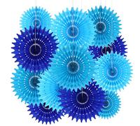 BestoFun 12PCS Paper Fans Blue Party Decorations Tissue Paper Flowers Decorations for Girl Groovy Birthday Baby Shower Wedding Bachelorette Room Wall Hanging Décor