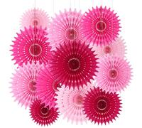 BestoFun 12PCS Paper Fans Hot Pink Party Decorations Tissue Paper Flowers Decorations for Girl Groovy Birthday Baby Shower Wedding Bachelorette Room Wall Hanging Décor