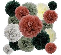 BestoFun 16 PCS Pink Green Party Decorations Tissue Paper Flowers Pom Poms Decorations for Girl Groovy Birthday Baby Shower Wedding Bachelorette Room Wall Hanging Décor