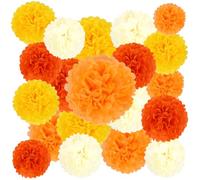 BestoFun 16PCS Fall Party Decorations Orange Tissue Paper Flowers Pompoms Decorations for Girl Groovy Birthday Baby Shower Wedding Autumn Thanksgiving Halloween Room Wall Hanging Décor