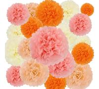 BestoFun Pink Orange Tissue Paper Pom Poms