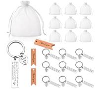 Bestomrogh 10 Sets Thank You Keychain Gifts Appreciation Gifts Proud of You Keyring Gifts with 10 Pcs White Organza Bags and Thank You Cards Inspirational Keyring for Teacher Colleague Nurse Doctor