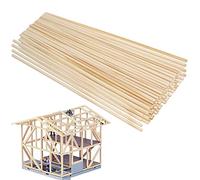 Bestomrogh 100 Pieces Wooden Sticks Balsa Wood Sticks Natural Wooden Square Dowel Sticks for Carving Craft DIY Model Making Woodcraft Decorations (3 x 3 x 300 mm)