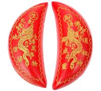 BESTOMZ 1 Pair Divination Holy Cup Yin and Yang Cups Taoist Tool Peach Wood Material Meticulously Carved and Painted Patterns Light Weight Temple Decoration