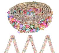 BESTOMZ 1 Roll of Multi-Function Rhinestone Ribbon Trim for Crafting and Decoration, Easy to Use Cuttable DIY Costume Trim with Colorful Macadam and White Rhinestones, for Car and Phone