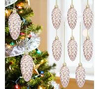 BESTOMZ 10pcs Christmas Pine Cones Hanging Ornaments for Xmas Tree, Plastic Material, Easy to Use Decorations for Homes and Christmas Party Festive Hanging Pendants