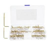 BESTOMZ 120pcs Golden Copper-Plated Right Angle Hooks Self Tapping Screws Carbon Steel for DIY Projects and Light-Duty Applications Picture Frame Hanging