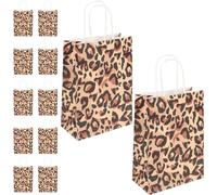BESTOMZ 12pcs Paper Bags Wrap Bag Sturdy Kraft Paper Creative Design Easy Storage for Craft Markets and Festivals with Animal Print Pattern