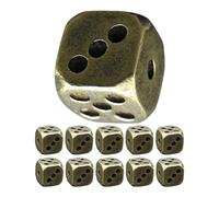 BESTOMZ 12pcs Retro Vintage Brass Dice Set with Rounded Corners Solid Metal Game Dice for Bar Games Family Gatherings and Tabletop Role Playing Unique Decor