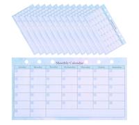 BESTOMZ 14 Sheets Monthly Planner Refill 6 Hole Paper Thick Paper Blue Stylish Design Refillable Pages Prevents Ink Bleeding through on The Go and Office Use A6 Monthly Calendar Pages