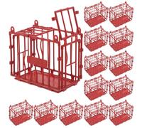 BESTOMZ 15 Pcs Small Pet Cage Model 8cm Plastic Red for Collection