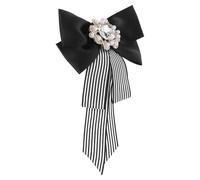 BESTOMZ 1pc Cloth Bowknot Neck Tie Black White Striped Business Wear Bow Tie Clothes Accessory with Pin for Dress Decoration and Formal Occasions