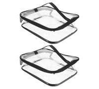 BESTOMZ 2 Pcs PVC Makeup Bags with Handles, Waterproof Travel Cosmetic Organiser, Large Capacity Lightweight Toiletry Case for Vacation and Picnics