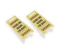 BESTOMZ 2pcs Acrylic Note Clip Holders for Desk and Office, Cute Yellow Table Card Holders with Warning Sign Shape, for Holding Notes and Notices