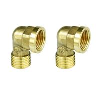 BESTOMZ 2pcs Brass Elbow Connector 90 Degree Hosepipe Fittings with Male to Female Connection and Extra Gasket Washer, Sturdy Brass Material, Easy to Install, Suitable for Outdoor Use