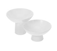 BESTOMZ 2pcs Ceramic Footed Fruit Bowl Serving Tray, Dessert Display Stand | Two-tier Presentation with High and Short Plates, Smooth Glossy Finish, Dishwasher Safe, for Nuts, Candy and Buffet Tables