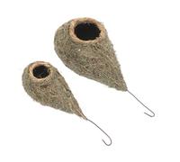 BESTOMZ 2pcs Hanging Hand Woven Straw Bird Nests, Large and Small Natural Grass Bird Houses for Garden and Outdoor Finch Roosting, Decorative Birdhouses for Patio and Window