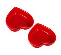 BESTOMZ 2pcs Heart Shaped Ceramic Dipping Bowls, Small Serving Tray Dish for Sushi, Snacks, and Condiments, Red, Stackable, Home Use, 3.15 X 2.76 X 0.98 Inches