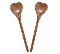 BESTOMZ 2pcs Heart-Shaped Wooden Kitchen Utensil Set Multi-Functional Mixing Spoon Comfortable Grip Elegant Design for Kitchen Use