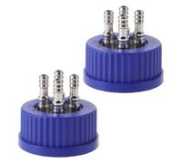 BESTOMZ 2pcs Lab Consumable Bottle Caps for Fermenter and Feed Bottle, 4-port Leak Resistant Plastic and Metal Closure, Easy Servicing for Fermentation Techniques and Laboratory Use