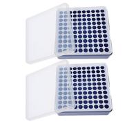 BESTOMZ 2pcs Microcentrifuge Tube Racks for 1.5ml Tubes, 100 Well Capacity, Plastic Storage Box with Separate Card Slot, for Lab Sample Storage