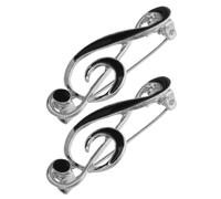 BESTOMZ 2pcs Music Note Brooch Pins for Women, Zinc Alloy Material, Silver Colour, Simple and Elegant Style, Versatile Accessory with Easy Attachment for Casual Wear Or Suit Lapel