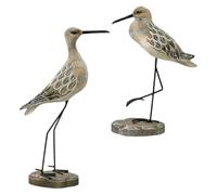 BESTOMZ 2pcs Nautical Seagull Figurines Wooden Bird Sculpture with Long Legs, Rustic Vintage Coastal Sea Bird Statue, Easy to Place and Stable Colours for Home Décor Or Coffee Table