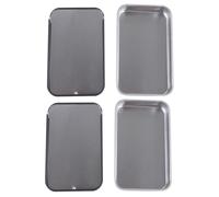 BESTOMZ 2pcs Outdoor Bird Food Box with Push-pull Sliding Lid Portable Small Metal Case for Walking Birds Black