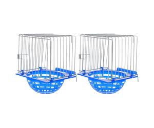 BESTOMZ 2pcs Parrot Nest Basin Bird Hideaway Portable Multifunctional Blue Iron Wire Plastic Hanging Cage Nest for Finch and Parrot Breeding