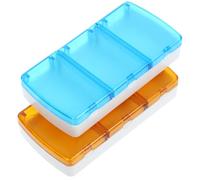 BESTOMZ 2pcs Portable Medicine Organizer Storage Box with 3 Compartments, Reusable and Abs Plastic Pill Box for Travel and Daily Use, Convenient Compartmentalized Design for Morning,