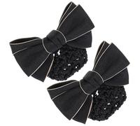 BESTOMZ 2pcs Professional Hair Snood with Bow Knot, Black Composite Material Hairnet for Women, Keeps Hair Tightly in Place, for Casual and Formal Occasions