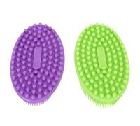 BESTOMZ 2pcs Silicone Scalp Massage Head Cleaning Brush with Comfortable Handle, Multipurpose Portable Massage Brush for Bathing and Hair Care, Simple Shape Design