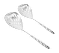 BESTOMZ 2pcs Stainless Steel Strainer Skimmer Slotted Spoon with Sturdy Handle and Convenient Hanging Hole for Cooking and Kitchen Use