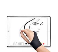 BESTOMZ 2pcs Two Finger Drawing Glove for Tablet, Nylon Black Artist Glove | Reduces Friction, Sweat , for Sketching Sessions, Graphic Designers, Stylus Use, Size S