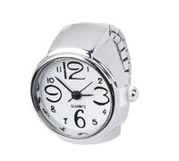 BESTOMZ 2pcs White Metal Ring Watches for Women and Men with Big Numbers for Convenient Time Viewing Stylish and Creative Gifts