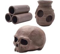 BESTOMZ 3pcs Aquarium Pottery Breeding Pots Fish Hiding Shelters Shrimp Shelter Decorative Brown Ceramic Cave for Fish Tank Landscaping and Shrimp Breeding