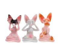 BESTOMZ 3pcs Cat Figurines Resin Sculptures Finely Carved Easy to Clean Small Cat Statues Desk Decorations Office Sculptures Unique Artistic Style Home Decor