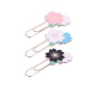 BESTOMZ 3pcs Cherry Blossom Paperclip Bookmarks for Notebooks and Papers, Zinc Alloy Material Shaped Design, Decorative and Holds Papers Tightly, for Home Office and School Use