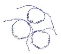 BESTOMZ 3pcs Evil Eye Beaded Bracelets for Women with Blue Gr eads, Alloy and Wax String Material, Unique Design Adds a Touch of Mystery, for Parties and Festivals