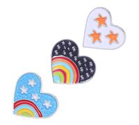 BESTOMZ 3pcs Heart Shape Brooch Rainbow Star Badge Enamel Alloy Pins for Clothes Backpacks Hats Casual and Festive Decoration Accessories