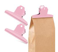BESTOMZ 3pcs Metal Hinge Binder Clips Pink Food Bag Clips with Adaptable Hanging and Convenient Usage for Organizing Scattered Documents in Office