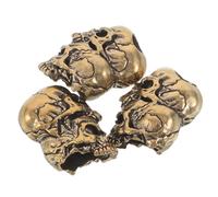 BESTOMZ 3pcs Mini Skull Pendant Charms in Antique Brass Double-layer Skull Head Design, Vintage Retro Style, Resistant to Wear, for Keychain Accessories or Halloween Presents