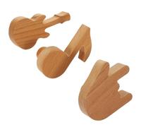 BESTOMZ 3pcs Novelty Wood Wall Hooks Set with Guitar, Music Note and Finger Shapes, Synthetic Material Coat Hangers for Wall, Storage and Decoration, for Living Room Key Hanger