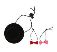 BESTOMZ 3pcs Pet Hat and Bow Tie Set for Bunny, Hamster, Chinchilla, Guinea Pig and Hedgehog - Black Mini Hat with Red and Pink Bow Ties, Decorative Fashion Headgear for Small Pets