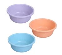 BESTOMZ 3pcs Plastic Round Wash Basins for Bathroom and Kitchen, Stackable Small Wash Basins with Glossy Finish, Reduces Slippage for Outdoor Use and Foot Soaking