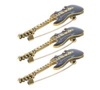 BESTOMZ 3pcs Rhinestone Enamel Guitar Brooch Pins in Alloy with Stable Shine and Fine Craftsmanship, Vintage Style Decorative Lapel Badges for Concerts and Parties