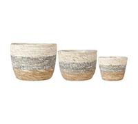 BESTOMZ 3pcs Straw Woven Flower Pots Set with Unique Shape for Indoor Scene and Window Sills, Practical and Not Easy to Break Decorative Home Flower Storage Baskets