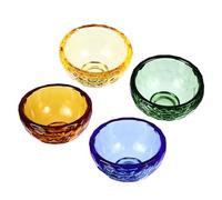 BESTOMZ 4pcs Auspicious Offering Bowl Buddhist Sacrifice Bowl Honeycomb Pattern Small Mini Size Artificial Crystal Material Classic Chic Design Reliable and Easy to Clean Water Cup