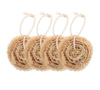BESTOMZ 4pcs Brown Loofah Dishwashing Sponges Natural Loofah Material Soft Dish Scrubbers that Will Not Hurt Skin or Damage Surface for Kitchen Cleaning